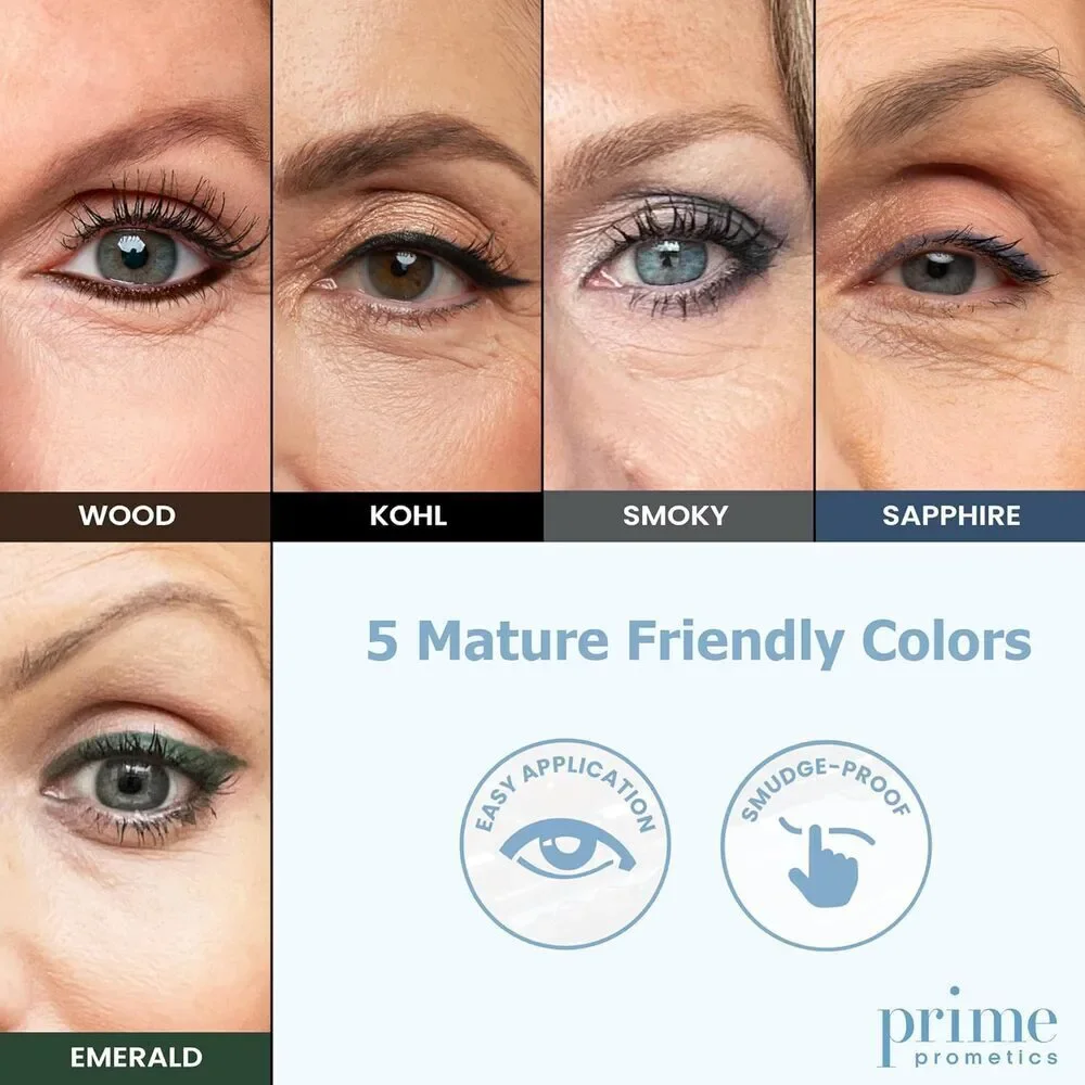 PrimeEyes Eyeliner Black Women's Mature Skin Water Resistant Long Stay Gel